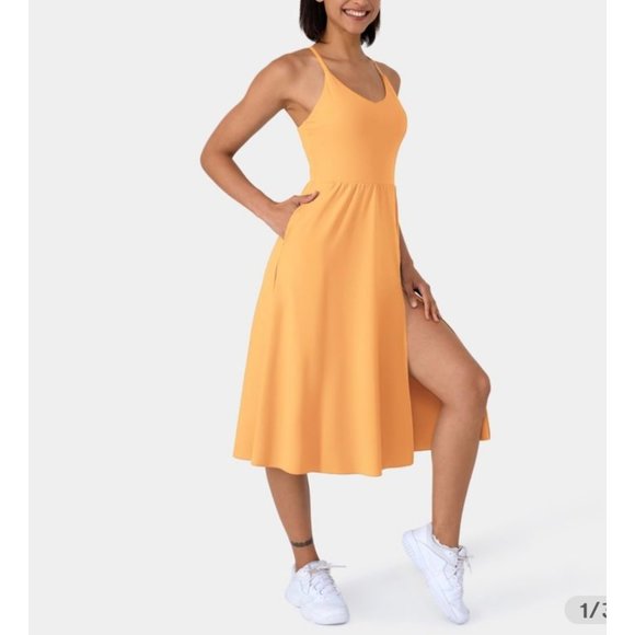 HALARA Dresses & Skirts - NWT / Halara / Everyday Midi Chill Dress-La Land / Warm Apricot